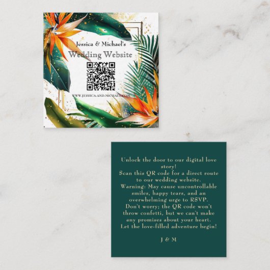 Klein, QR-code Birds of Paradise Bliss Website Informatiekaartje (Voorkant / Achterkant)