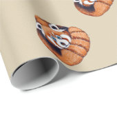 Klein rood beer op bruin cadeaupapier (Rol Hoek)