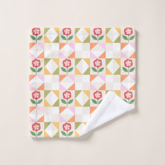 Klein rood bloem quiltblok bad handdoek