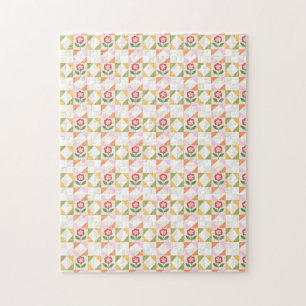 Klein rood bloem quiltblok legpuzzel