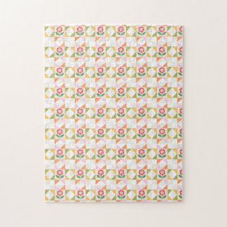 Klein rood bloem quiltblok legpuzzel