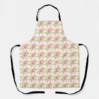 Klein rood bloem quiltblok schort