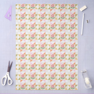 Klein rood bloem quiltblok tissuepapier