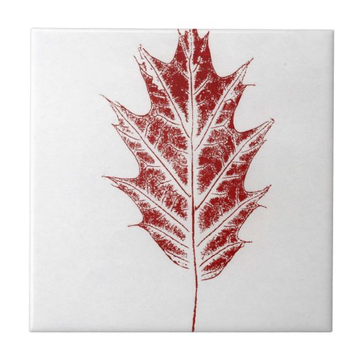 Klein rood herfstblad tegeltje (Voorkant)
