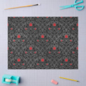 Klein rood rozen en zwart Damask-ontkoppelingspagi Tissuepapier (Craft)