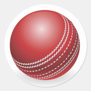 Klein rood, traditioneel cricketbal ronde sticker