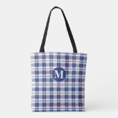 Klein, Rood, Wit & Blauw Monogram Plaid Draagtas (Achterkant)