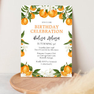 Klein schattig oranje citrus baby shower uitnodigi kaart