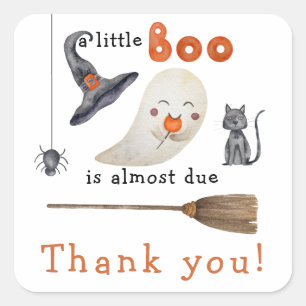 Klein spookje - babyshower bedankt vierkante sticker