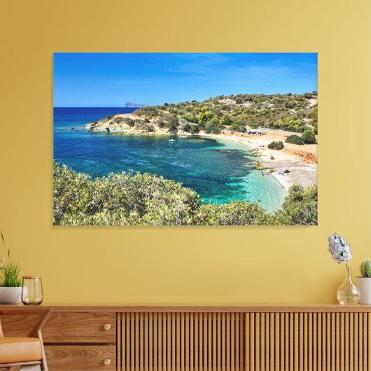Klein strand in Sardinië met turquoise water Canvas Afdruk (Insitu (Woonkamer))