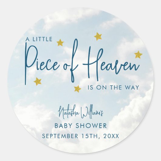 Klein stukje Heaven Sky Blue Baby shower Ronde Sticker (Voorkant)