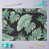 Klein tropisch Oerwoud Leaf Foliage Black n Green Tissuepapier (Craft)