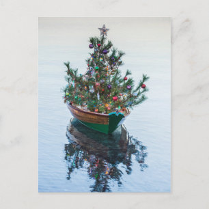 Klein verhaal met kerstboom feestdagenkaart