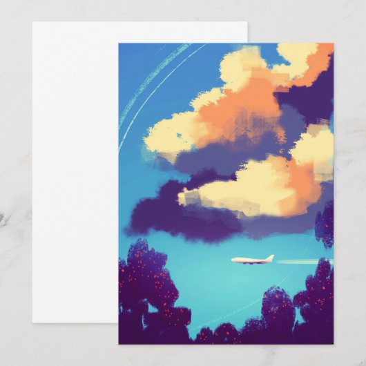 Klein vlak in Oranje wolken Kaart (Voorkant / Achterkant)