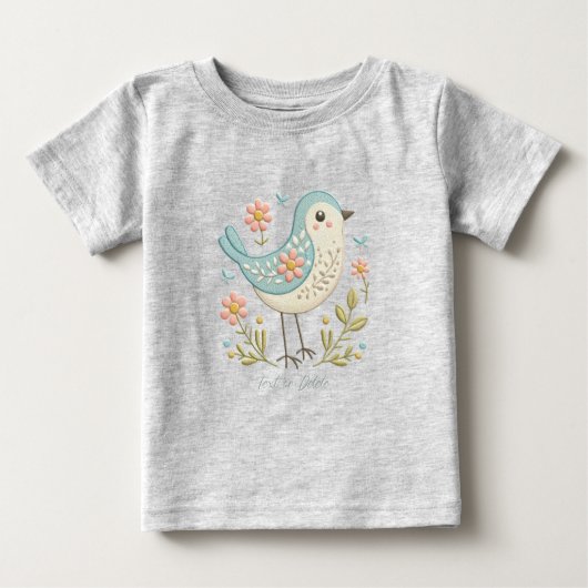 Klein Vogeltje Bloemengroen Baby T-Shirt (Voorkant)