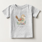 Klein Vogeltje Bloemig Gouden Baby T-Shirt (Voorkant)
