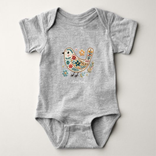 Klein Vogeltje Kleurrijk Bloemendesign Baby Bodysu Romper (Voorkant)