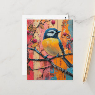 Klein Vogeltje op een Tak Kleurig Briefkaart