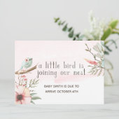 Klein vogeltje zwangerschapsaankondiging kaart (Staand voorkant)