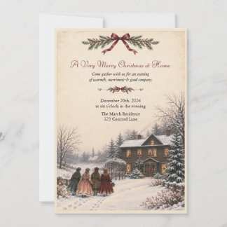 Klein vrouwen geïnspireerde vintage kerst uitnodig kaart