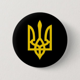 Klein Wapen van Oekraïne Vlag Symbool Teken Logo Ronde Button 5,7 Cm