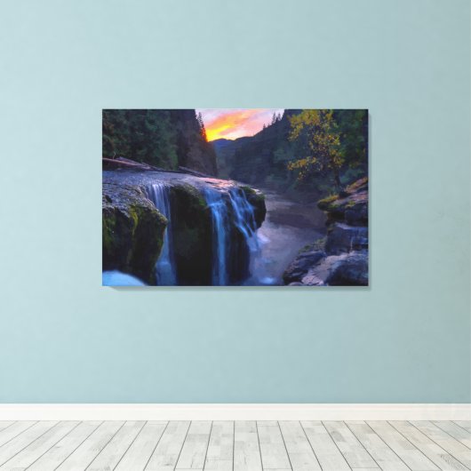 Klein waterval Olieverf Afdruk Canvas Afdruk (Insitu (Houten vloer))