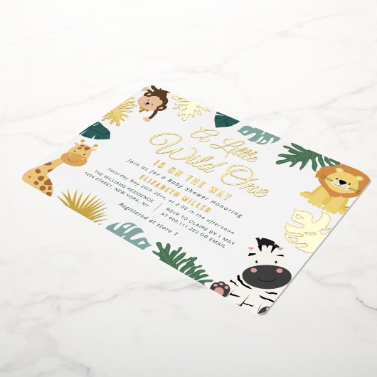 klein wild baby shower van één safari bos folie uitnodiging (Gedraaid)