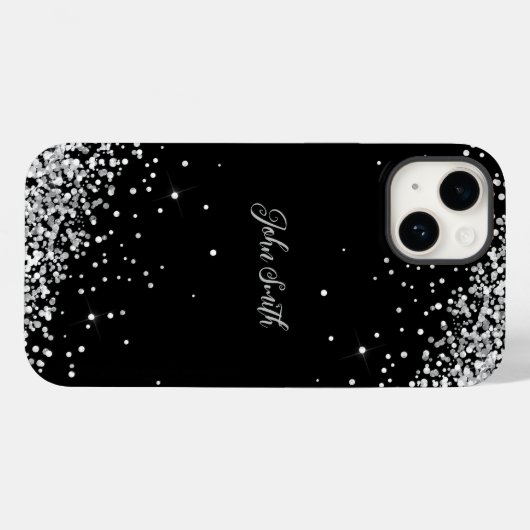 Klein wit grijs glitter zwarte tekst  Case-Mate iPhone case (Achterkant (horizontaal))