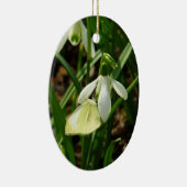 Klein wit op sneeuwval keramisch ornament (Rechts)