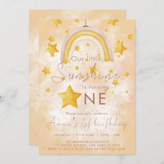 Klein Zonneschijn Boho Regenboog Gouden Ster Verja Kaart (Voorkant / Achterkant)