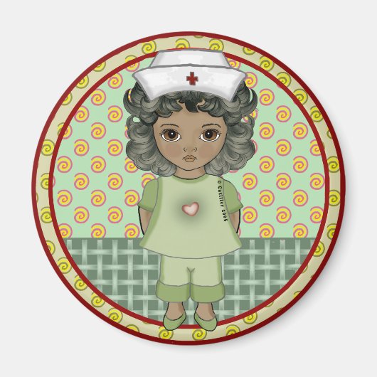 Klein zwart meisje verpleegster magneet (Voorkant)