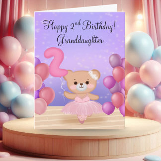 Kleindochter 2e verjaardag Teddybeer Ballerina Kaart