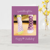 Kleindochter 9th Birthday Crazy Socks Kaart (Gele Bloem)