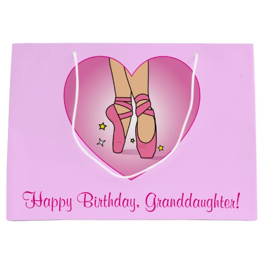 Kleindochter Birthday Ballet Slippers in hart Large Cadeauzakje (Voorkant)