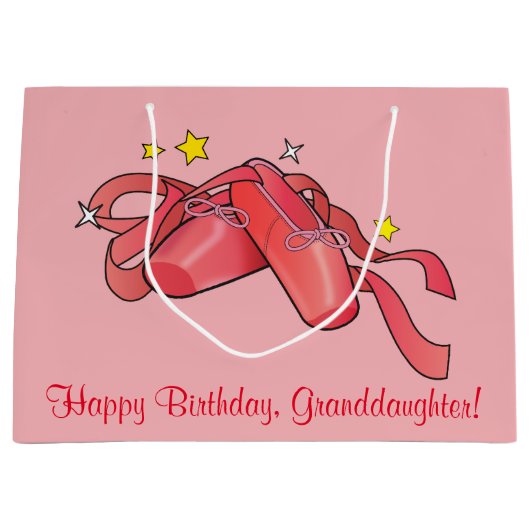 Kleindochter Birthday Ballet Slippers met sterren Large Cadeauzakje (Voorkant)