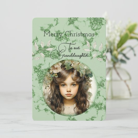 Kleindochter Donker Haired Meisje Kerstwensen (Staand voorkant)