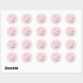Kleindochter Doop Roze Meisje Lam Naam en datum Ronde Sticker (Vel)