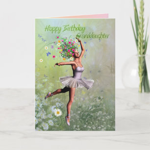 Kleindochter, een ballerina bloem verjaardagskaart kaart