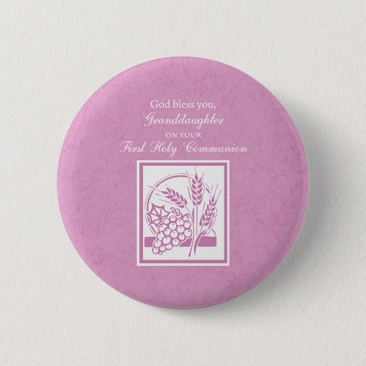 Kleindochter Eerste Communie, Roze Ronde Button 5,7 Cm (Voorkant)