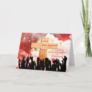 Kleindochter en echtgenoot, een Christelijk kerstf Feestdagen Kaart