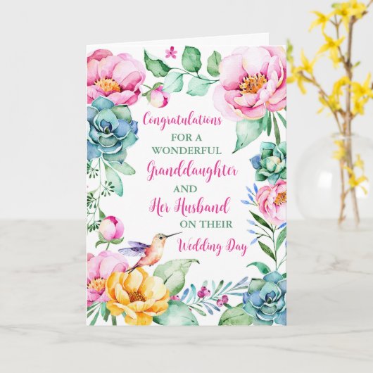 Kleindochter en haar man Gefeliciteerd Kaart (Gele Bloem)