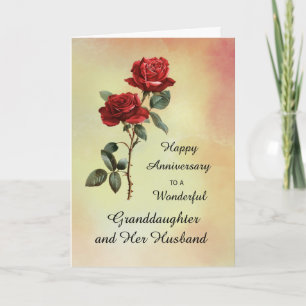 Kleindochter en haar man Jubileum Red Rose Kaart