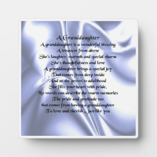 Kleindochter gedicht Plak - Blauw zijderijontwerp Fotoplaat