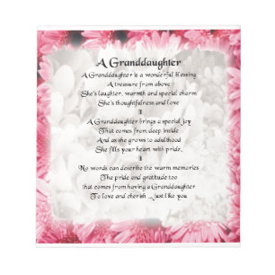 Kleindochter gedicht - Roze Floral Design Notitieblok