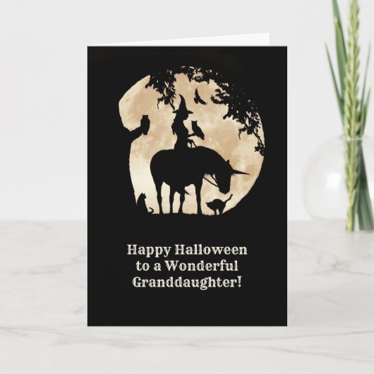 Kleindochter Halloween Witch en Unicorn Kaart (Voorkant)