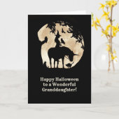 Kleindochter Halloween Witch en Unicorn Kaart (Gele Bloem)