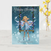 Kleindochter Happy Birthday schattige fee op schom Kaart (Gele Bloem)