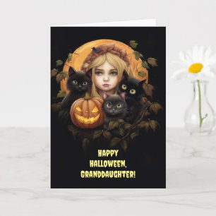 Kleindochter Happy Halloween Custom Tekst met Kat Kaart