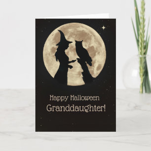 Kleindochter Happy Halloween met heks en Owl Kaart