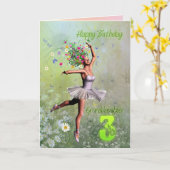 Kleindochter leeftijd 3, bloem fee verjaardagskaar kaart (Gele Bloem)